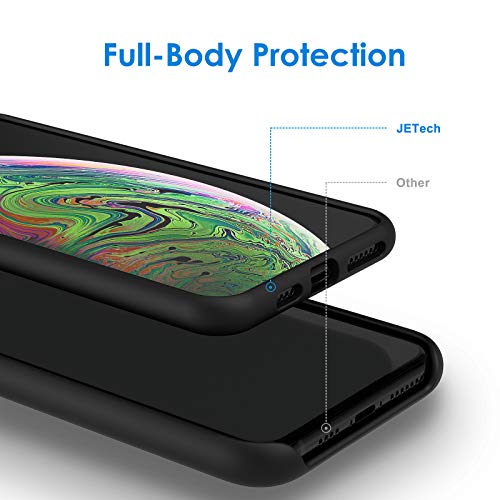 JETech Funda de Silicona Compatible con iPhone XS MAX 6,5 Pulgadas, Funda Protectora de Cuerpo Completo de Tacto Suave como la Seda, Funda a Prueba de Golpes con Forro de Microfibra, Negro