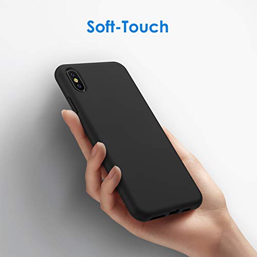 JETech Funda de Silicona Compatible con iPhone XS MAX 6,5 Pulgadas, Funda Protectora de Cuerpo Completo de Tacto Suave como la Seda, Funda a Prueba de Golpes con Forro de Microfibra, Negro