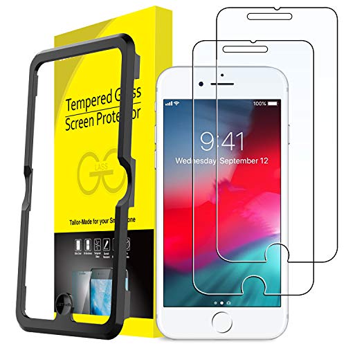 JETech Protector de Pantalla Compatible con iPhone 8 Plus, iPhone 7 Plus, iPhone 6s Plus, iPhone 6 Plus, Cristal Vidrio Templado, con Herramienta de Fácil Instalación, 2 Unidades