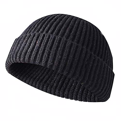 JFAN Gorro Docker de Punto Forro Polar Beanie de Lana Gorro con Vuelta Sombreros Cálidos de Invierno Gorro de Pescador Skullcap