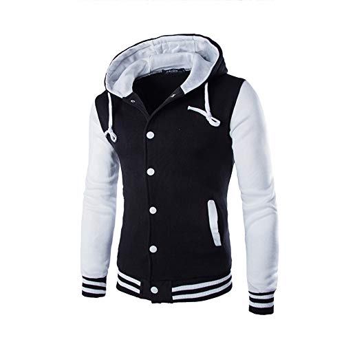 JiaMeng Hombres Chaqueta Primavera otoño e Invierno Algodón Abrigo Chaqueta Outwear Sweater Sudadera de Invierno Slim Warm(Blanco,M)