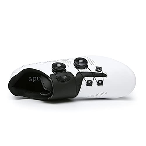 JIASUQI Zapatillas de ciclismo para mujer y hombre, para carretera, SPD, para ciclismo, con aspecto SPD compatible, color Blanco, talla 38 EU