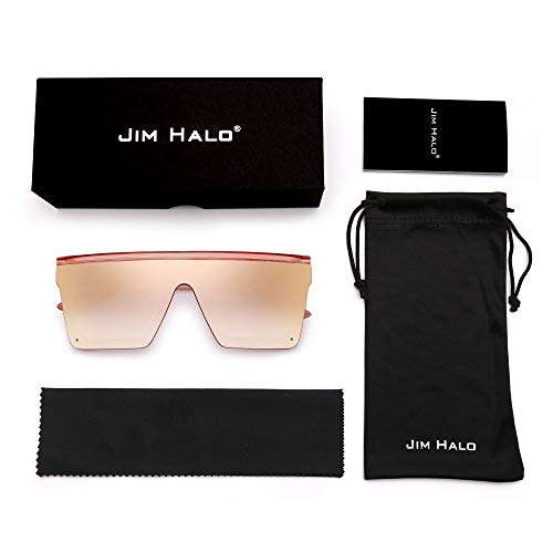 JIM HALO Gafas de Sol Grande Unisex. Lentes Espejo o Degradadas sin Marco. Diseño Moderno. [Montura Rosada | Lente Rosa Espejo]