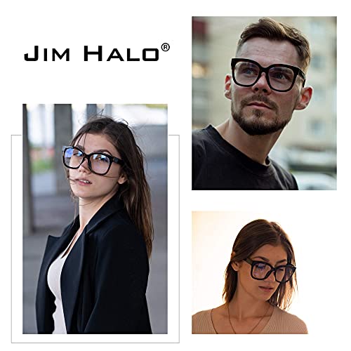 JIM HALO Gafas Filtro Luz Azul Grandes. Gafas Cómodas y Resistentes contra Pantallas y Monitores. Para Mujer y Hombre. [Transparente]