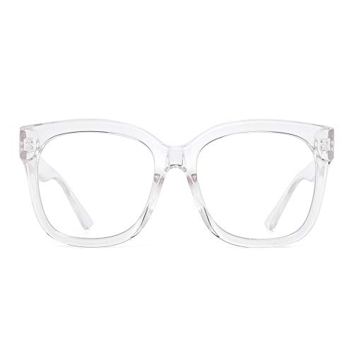 JIM HALO Gafas Filtro Luz Azul Grandes. Gafas Cómodas y Resistentes contra Pantallas y Monitores. Para Mujer y Hombre. [Transparente]