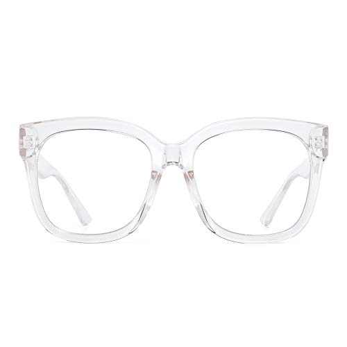 JIM HALO Gafas Filtro Luz Azul Grandes. Gafas Cómodas y Resistentes contra Pantallas y Monitores. Para Mujer y Hombre. [Transparente]