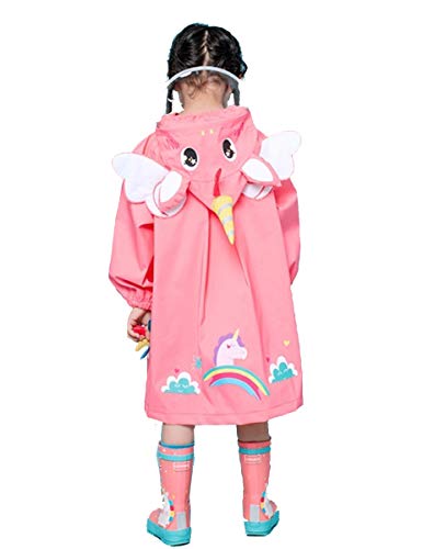 JinBei Impermeable para Bebe Niñas Chaqueta Unicornio Rosa Encapuchado Chubasquero Reutilizable Abrigos Poncho Ligero Traje Capa de Lluvia Lindo Impermeables Transpirable de Dibujos Animados 2-3 Años