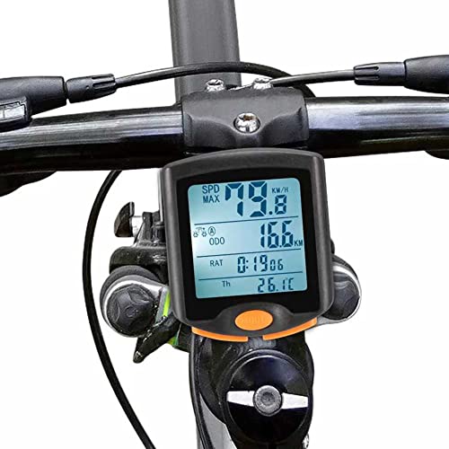JKLL Velocímetro de Bicicleta, Impermeable ciclocomputador de Ciclismo Cuentakilómetros de Bicicleta con retroiluminación LCD de 4 líneas para Montar en computadora para Amantes