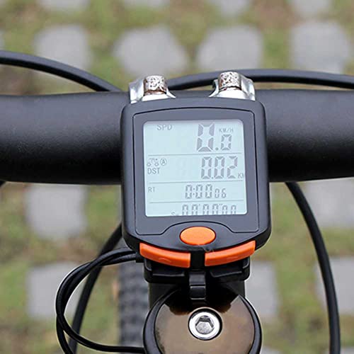 JKLL Velocímetro de Bicicleta, Impermeable ciclocomputador de Ciclismo Cuentakilómetros de Bicicleta con retroiluminación LCD de 4 líneas para Montar en computadora para Amantes