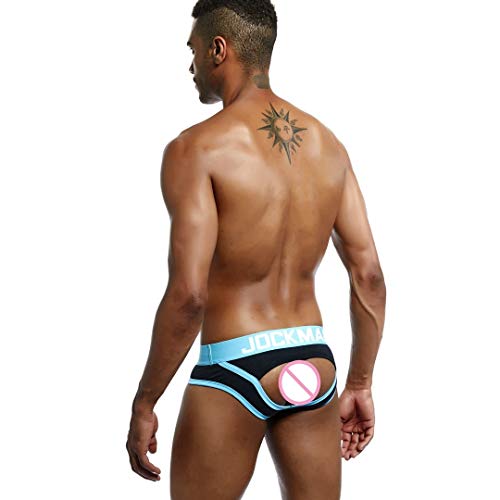 JOCKMAIL 2019 Sexy Slips para Hombre Calzoncillos para Hombre SIN Fondo Ropa Interior para Hombre Sexy Men Underwear Briefs Ropa de Dormir para Hombres (L, Negro)