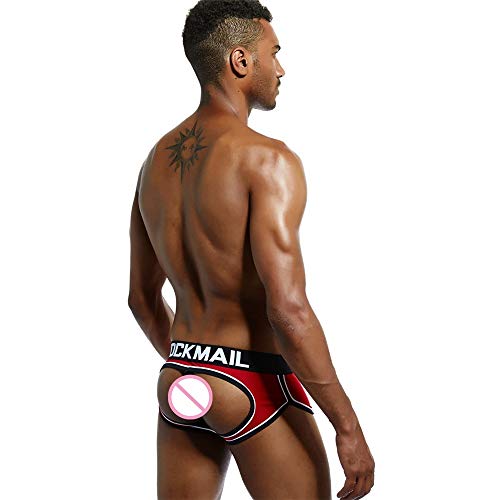 JOCKMAIL Calzoncillos para Hombre Calzoncillos de Hombre sin Fondo Calzoncillos sin Respaldo Ropa Interior Gay (M, Rojo)