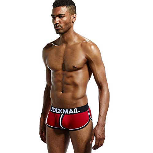 JOCKMAIL Calzoncillos para Hombre Calzoncillos de Hombre sin Fondo Calzoncillos sin Respaldo Ropa Interior Gay (M, Rojo)