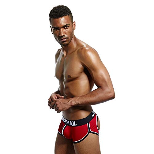 JOCKMAIL Calzoncillos para Hombre Calzoncillos de Hombre sin Fondo Calzoncillos sin Respaldo Ropa Interior Gay (M, Rojo)