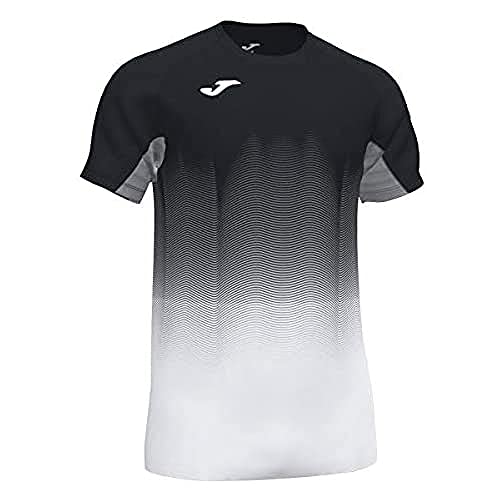 Joma Elite VII Camiseta Running Manga Corta, Hombre, Negro-Blanco, L
