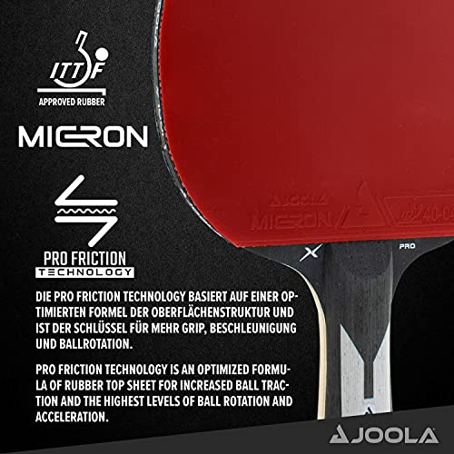 JOOLA 54206 Carbon X Pro - Raqueta de ping pong (7 estrellas, grosor de esponja de 2 mm), color negro y gris