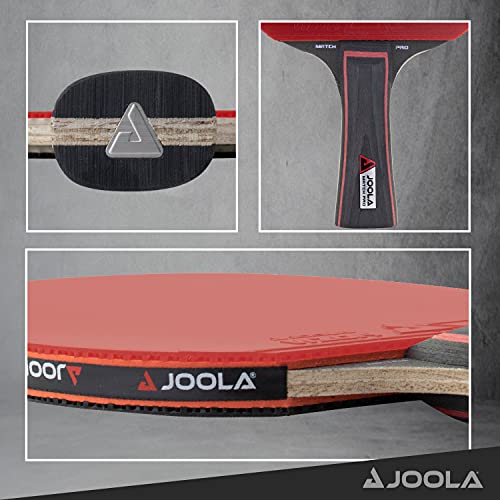JOOLA Match Pro ITTF - Raqueta de Ping Pong (4 Estrellas, 1,8 mm), Color Negro y Rojo