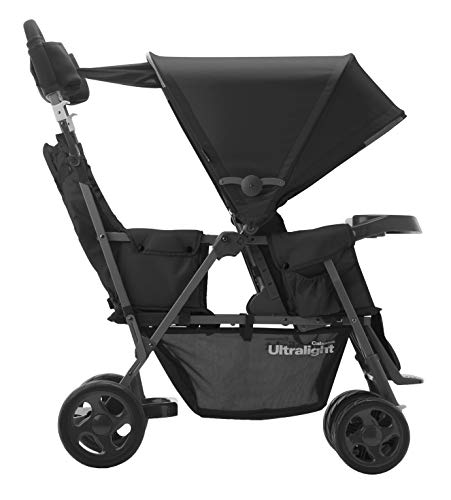 Joovy Caboose Too - Silla de paseo ultraligera de grafito, soporte en tándem, cochecito doble, color negro