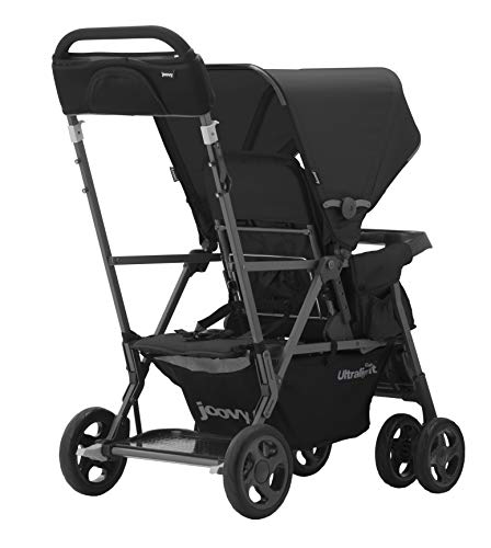 Joovy Caboose Too - Silla de paseo ultraligera de grafito, soporte en tándem, cochecito doble, color negro