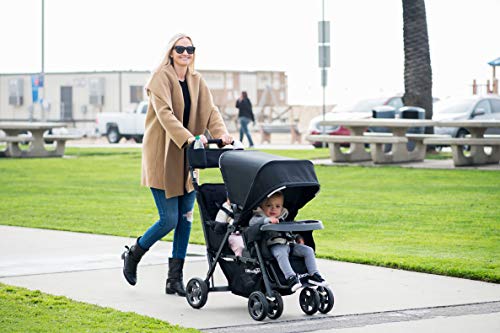 Joovy Caboose Too - Silla de paseo ultraligera de grafito, soporte en tándem, cochecito doble, color negro