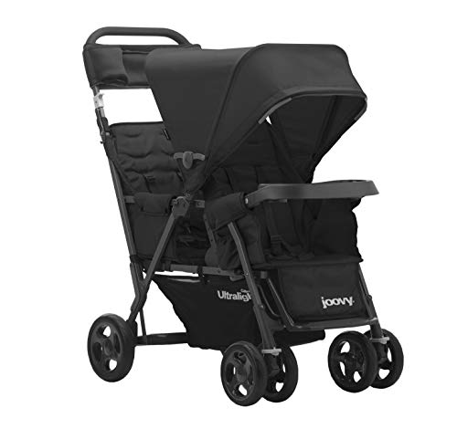 Joovy Caboose Too - Silla de paseo ultraligera de grafito, soporte en tándem, cochecito doble, color negro