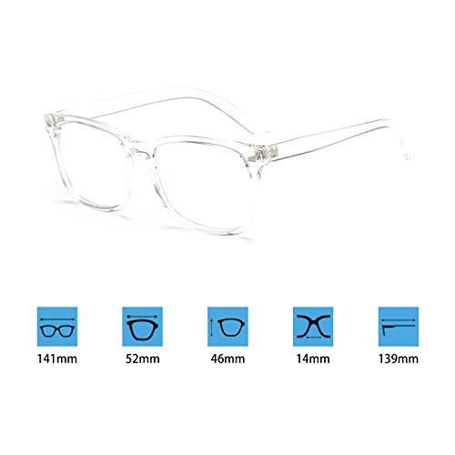 JoXiGo Montura de Gafas Hombre Mujer Retro Vintage Grandes Square Marco Lente Transparentes, con Caso