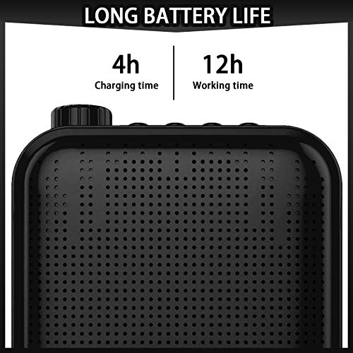 Joyhoop amplificador de voz portátil de 12 W, mini multifunción de 1200 mAh, con 2 micrófonos y bolsa de almacenamiento, utilizado para la formación de profesores(Negro)