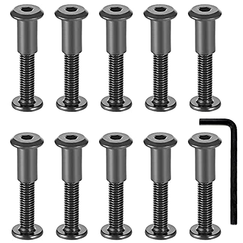 JPGhaha - 10 Juegos de Tornillo Unión Muebles de M6 x 35 mm Acero al Carbono Negro Pernos de Fijación Hexagonal para Tornillo con Llave Hexagonal Adecuado para Conexión de Muebles