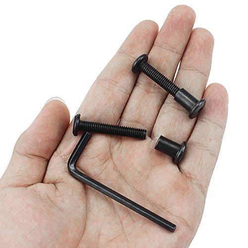 JPGhaha - 10 Juegos de Tornillo Unión Muebles de M6 x 35 mm Acero al Carbono Negro Pernos de Fijación Hexagonal para Tornillo con Llave Hexagonal Adecuado para Conexión de Muebles