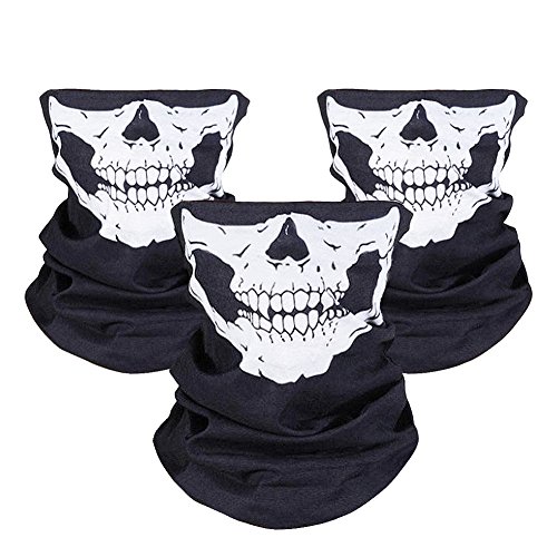 JTDEAL Braga Calavera, Pasamontañas de Calavera (3 Piezas), Máscara de Tubo Bragas de Cuello de Poliéster sin Costuras