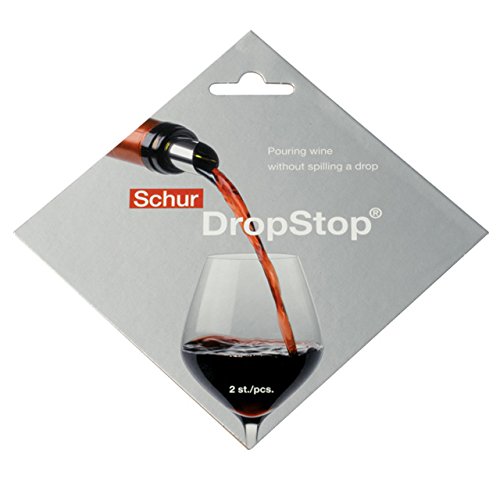 Juego de 2 vertedores de vino originales Drop Stop con protección antigoteo reutilizable