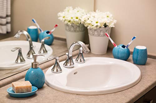 Juego de accesorios de baño de diseño de 4 piezas - Juego de baño de cerámica con dispensador de jabón líquido o loción, portacepillos de dientes, vaso y jabonera - Accesorios de tocador modernos