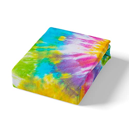 Juego de funda de edredón de degradado con tinte anudado para niñas, jóvenes, acuarela, funda de edredón iridiscente de color, decoración de dormitorio gitano indio, tamaño doble, rosa y naranja