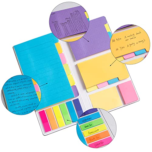 Juego de notas adhesivas multicolores para planificador, agenda de diario y cuaderno, calendario, bloc de notas de color con caja de embalaje de PU, prioriza con codificación de colores (estilo 2)