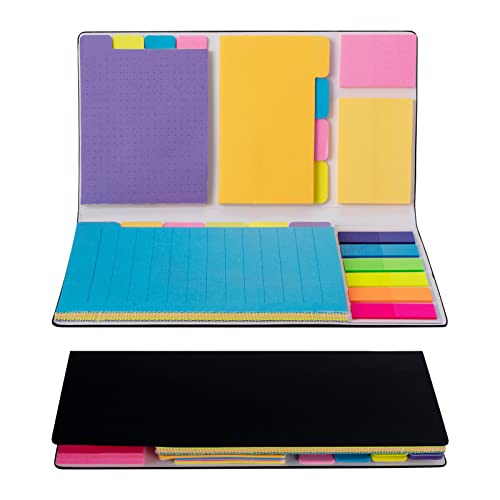 Juego de notas adhesivas multicolores para planificador, agenda de diario y cuaderno, calendario, bloc de notas de color con caja de embalaje de PU, prioriza con codificación de colores (estilo 2)