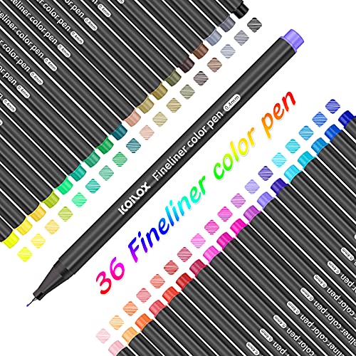 Juego de rotuladores de punta fina Koilox, 36 colores, punta fina de 0,4 mm, para dibujar y escribir bocetos, diarios, notas, cómics, libro de colorear