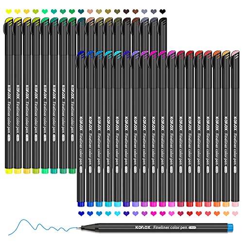 Juego de rotuladores de punta fina Koilox, 36 colores, punta fina de 0,4 mm, para dibujar y escribir bocetos, diarios, notas, cómics, libro de colorear