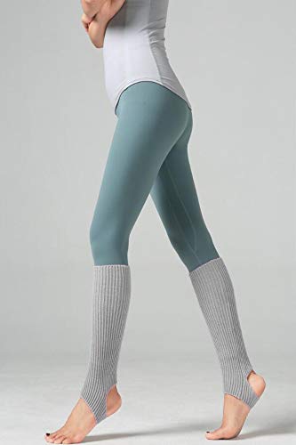 JUHONNZ Calcetines de Yoga para Mujer,Calentadores de Piernas con Estribo de Punto Calcetines de Punto Calcetines para Ballet Danza Latina Yoga Puños Calcetines Gris