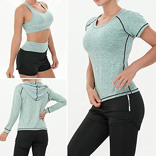 JULY'S SONG Conjunto Deportivo Mujer Conjunto Yoga 5 Piezas Conjuntos Deportivos para Mujer Yoga Fitness Deporte Chándales Deportivo Ropa de Correr Conjunto de Gimnasio Ejercicio