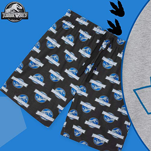 Jurassic World Pijama Hombre Corto, Conjunto de 2 Piezas Pijamas Hombre de Algodon Transpirable, Regalos para Hombre y Adolescentes Talla S-3XL (Gris/Negro, M)