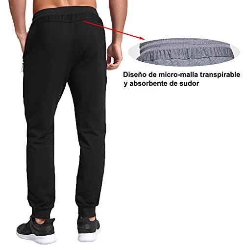 JustSun Pantalon Chandal Hombre Ropa Deportiva Jogger Hombre Pantalones Running Deporte Negro XXL