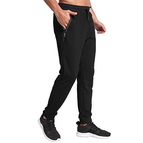 JustSun Pantalon Chandal Hombre Ropa Deportiva Jogger Hombre Pantalones Running Deporte Negro XXL