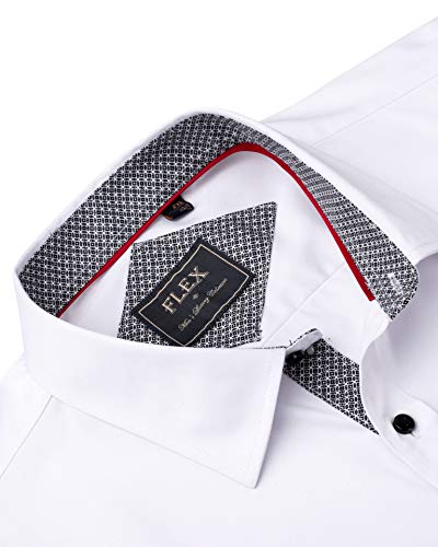 J.VER Camisa Blanca Hombre Manga Larga Camisa Negocios Algodon Casual Ligeramente Elásticas Fácil de Hierro