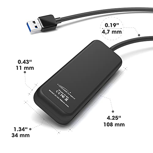 KabelDirekt – Concentrador USB 3.0 de 4 Puertos (diseño Fino, Plug & Play en PC/Notebook/Mac, 4 enchufes USB-A/1 Enchufe USB-A, para más Conexiones USB, SuperSpeed/5Gbit/s, Negro)