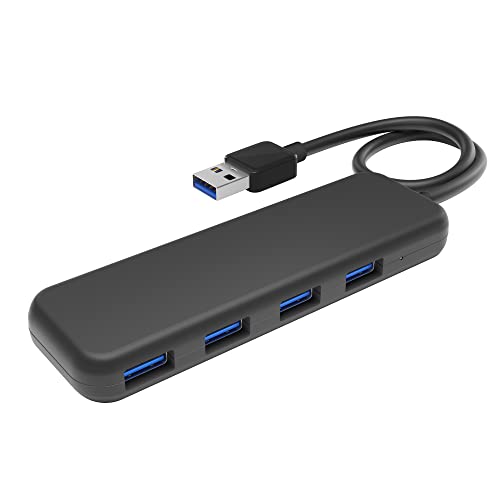 KabelDirekt – Concentrador USB 3.0 de 4 Puertos (diseño Fino, Plug & Play en PC/Notebook/Mac, 4 enchufes USB-A/1 Enchufe USB-A, para más Conexiones USB, SuperSpeed/5Gbit/s, Negro)