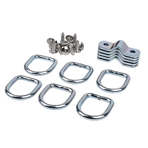 KAHEIGN 10Piezas Anillo en D-Anillo de Amarre Anclaje de Carga Anclaje de Amarre de Remolque Forjado con 20pcs Tornillos para Asegurar la Carga en Remolque Camiones Coches de Barco Kayak