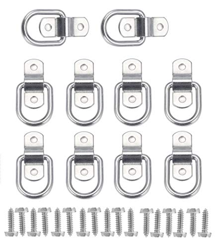 KAHEIGN 10Piezas Anillo en D-Anillo de Amarre Anclaje de Carga Anclaje de Amarre de Remolque Forjado con 20pcs Tornillos para Asegurar la Carga en Remolque Camiones Coches de Barco Kayak