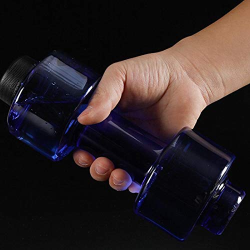 Kakoop Botella de agua deportiva de 550 ml con mancuernas rellenas de agua de fitness Botella de agua de plástico para juegos de pesas gratis, construcción de fuerza muscular, azul