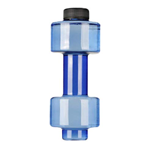 Kakoop Botella de agua deportiva de 550 ml con mancuernas rellenas de agua de fitness Botella de agua de plástico para juegos de pesas gratis, construcción de fuerza muscular, azul