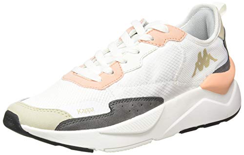 Kappa Wallas, Zapatillas Deportivas Mujer, Blanco/Gris Oscuro/Beige/Rosa, 37 EU