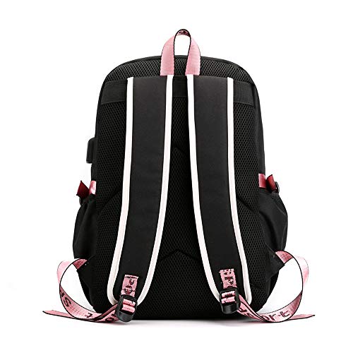 KEBEIXUAN bolsa de estudiante de escuela intermedia, interfaz lateral USB de configuración informal de mochila college y conector para auriculares. (Negro)